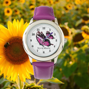 Söta tjejer butterfly älskare add namn Watch  Armbandsur