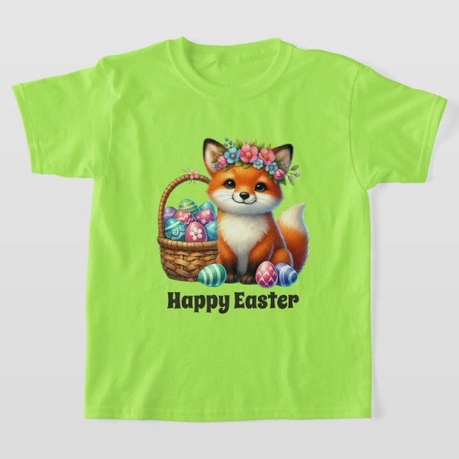 Söta tjejer Glad påsk räv  T Shirt (Laydown)