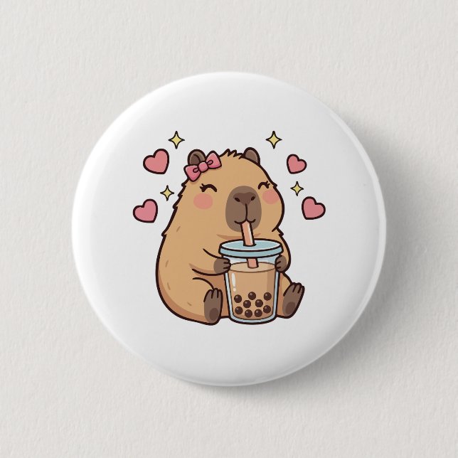 Söta Tjejer Kapybara Ramen Kawaii Te Kawaii Kapy Knapp (Framsida)
