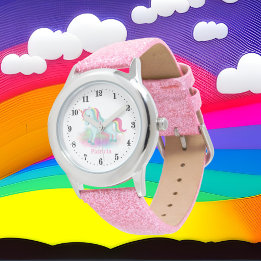 Söta tjejer lägger till namn Unicorn-fantasi Armbandsur