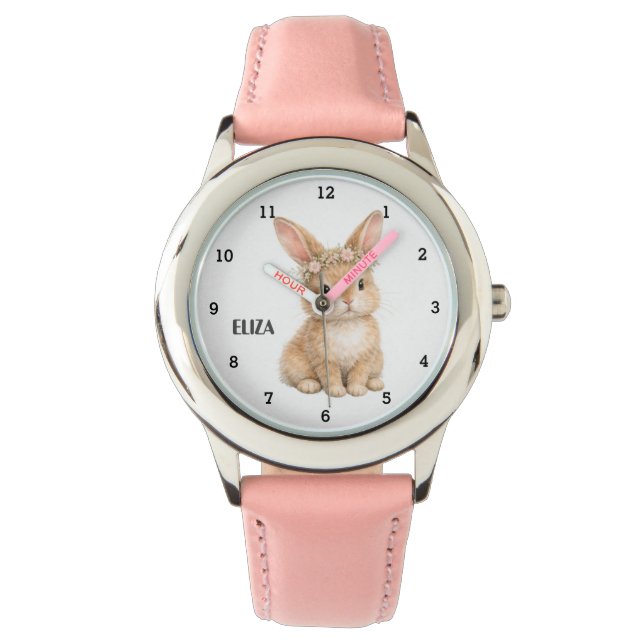 Söta tjejer Rosa kanin Kanin Armbandsur (Framsida)