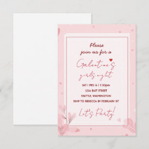 Söta tjejers natt Galentine rosa festinbjudan OSA Kort