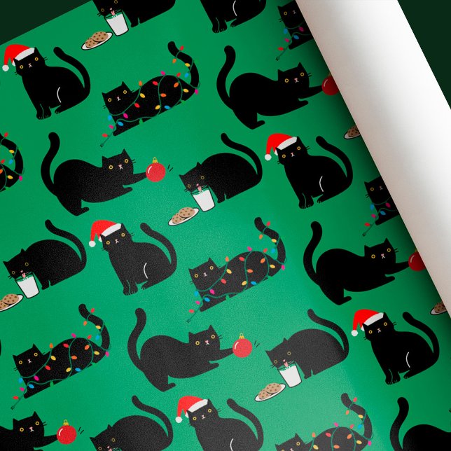 Söta tokiga svarta katter jul  presentpapper (Skapare uppladdad)