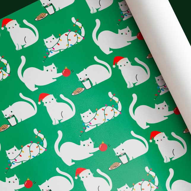 Söta tokiga vita katter jul  presentpapper (Skapare uppladdad)