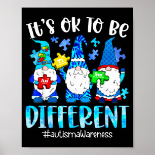 Söta tomtar autism medvetenhet att vara annorlunda poster