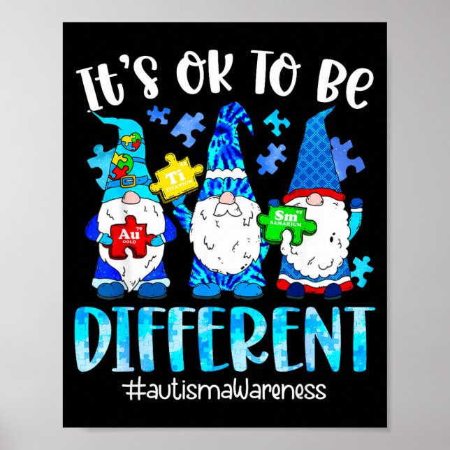 Söta tomtar autism medvetenhet att vara annorlunda poster (Framsidan)