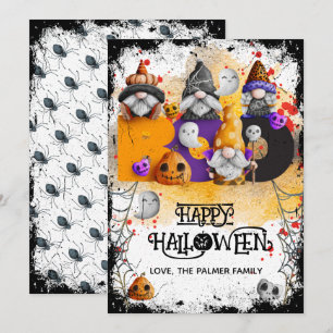Söta tomtar BOO Glad Halloween Julkort