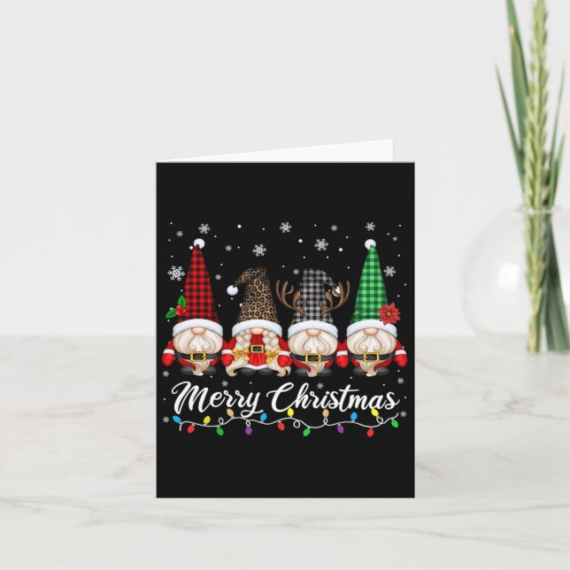 Söta Tomtar Glad Jul Ljus Gnom Familj Matta Kort (Framsida)