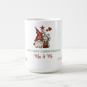 Söta tomtar julgran vår första jul kaffemugg
