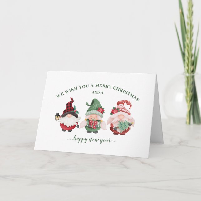 Söta Tomtar Skräddarsydd Jul Helgkort (Framsida)
