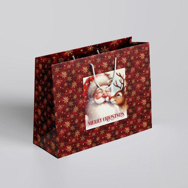 Söta tomte- och Rudolf-presentförpackningar för ba (Cute Santa and Rudolph Kids Christmas Gift Bag Design

)