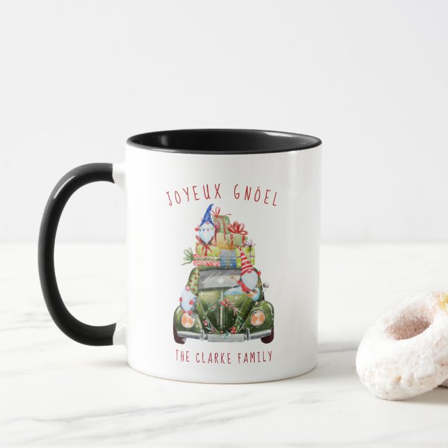 Söta Tomtegubbar Vintage Bil Julmugg Mugg (Med munk)