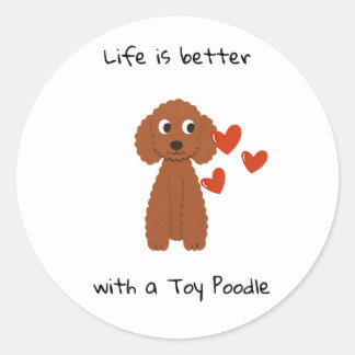 Söta Toy Poodle rundsticker Runt Klistermärke