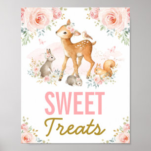 Söta träd/Girly Woodland Animals Party Poster