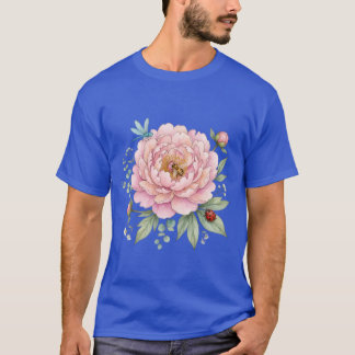 Söta Trädgårdsinsekter Peony Akvarell Konst T Shirt