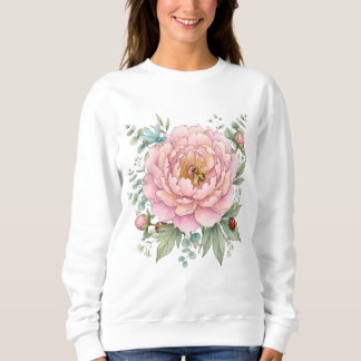 Söta trädgårdsinsekter Peony Watercolor Art T Shirt
