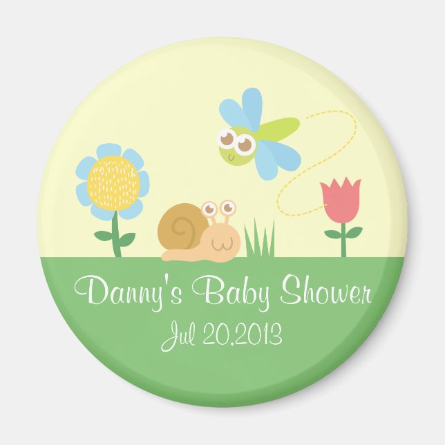 Söta trädgårdstrollslända och snigelbarn Babyshowe Magnet (Framsidan)