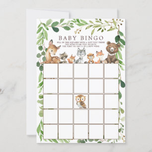 Söta trädsdjur BINGO Baby Shower Game Inbjudningar