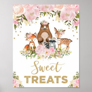 Söta Treats Girl Woodland Baby Shower Dekoration Poster
