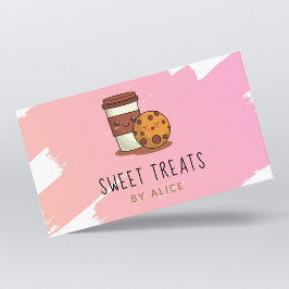 Söta Treats Kawaii Coffee Cookie Bakery Cake Cute Visitkort
