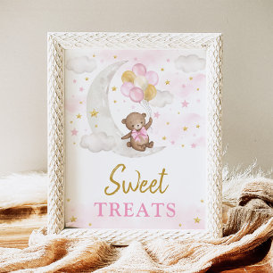Söta Treats Måne Nalle Rosa Guld Poster