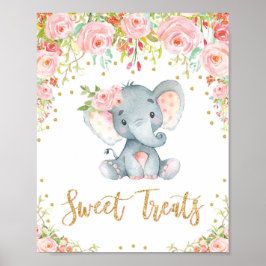Söta Treats skriver flicka Elephant Baby Shower De Poster