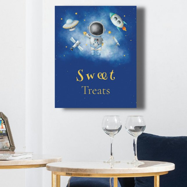 Söta Treats Space Astronaut Boy-raketstjärnor Pos Poster (Skapare uppladdad)