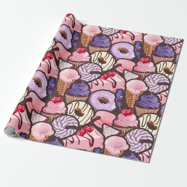 Söta Treats Svällning Papper Presentpapper (Utrullad)