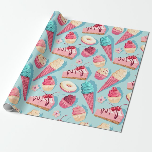 Söta Treats Svällning Papper Presentpapper (Utrullad)