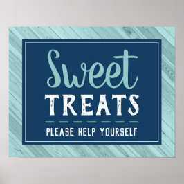 Söta Treats-tecken, blått och akva Poster