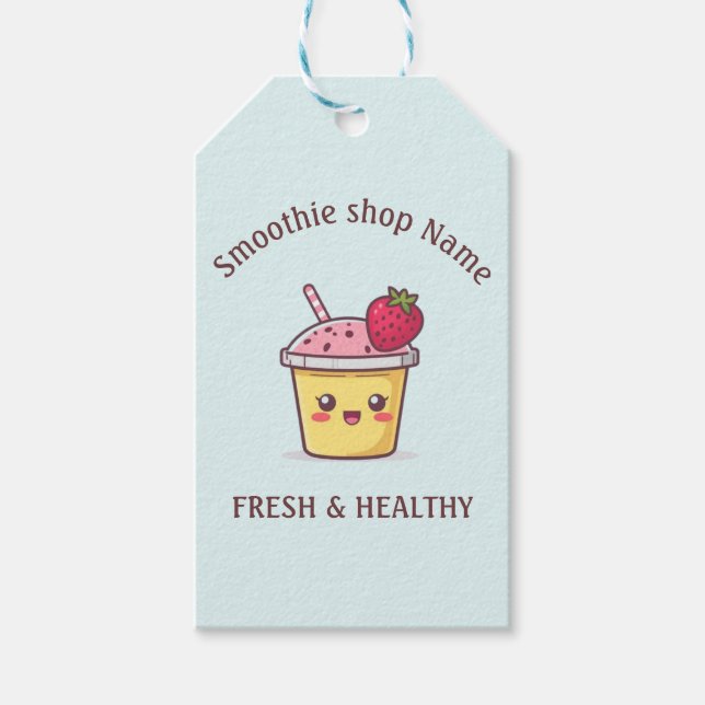 Söta tropiska fruktsmoothies frukt kök affär presentetikett (Framsidan)