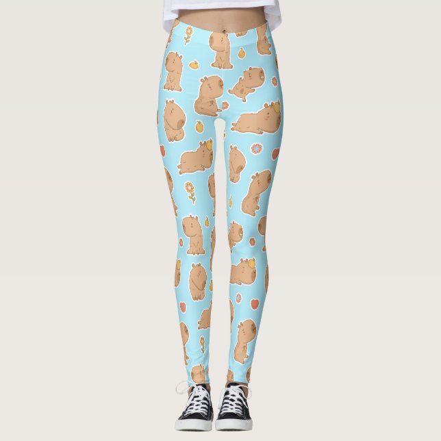 Söta tryckta YOGA-leggings Leggings (Framsida)