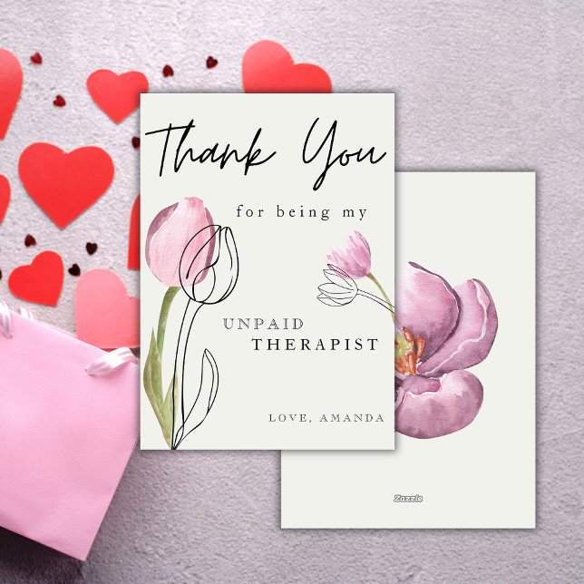 Söta tulpaner akvarell bästa vän rolig julkort (Skapare uppladdad)