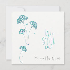 Söta turkosa blommor Förnyelse av löften 25 år  Inbjudningar