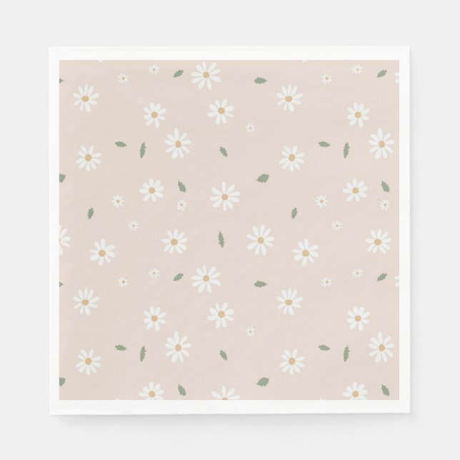 Söta tusensköna blommor & grönska pappersservett (Framsidan)