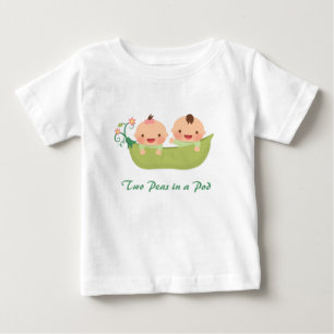 Söta Två Ärter i en Bälg Pojke Flickor Tvillingar T-shirt