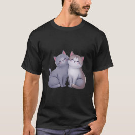 Söta två grå kattungar som kramas Söt kärlekskonst T Shirt