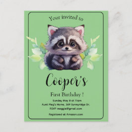 Söta tvättbjörnar skogs djur skogsvänner  vykort