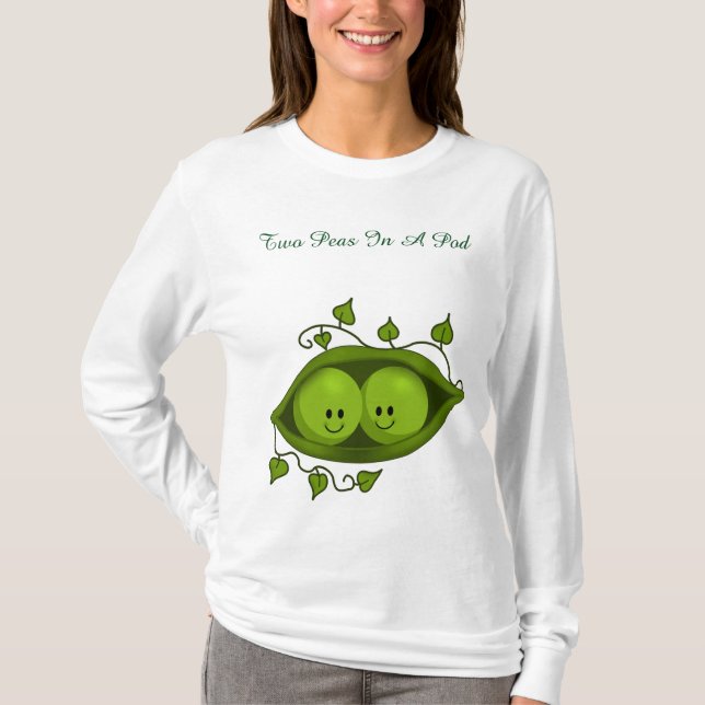 Söta Tvillingar Två Ärter I En Bälg Tee Shirt (Framsida)
