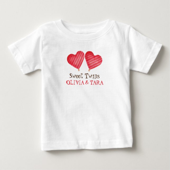 Söta Twillingar med egna namn Baby T-Shirt (Framsida)