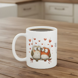 Söta Uggle Älsklingar Vill Du Vara Min Alla Hjärta Kaffemugg