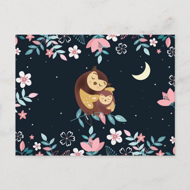 Söta Ugglor Alla Hjärtans Dag Postkort Vykort (Framsida)