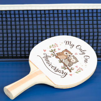 Söta ugglor ”Min enda” jubileum rosa T-shirt Pingisracket