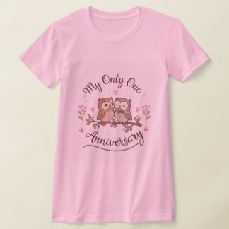 Söta ugglor ”Min enda” jubileumsrosa T-shirt