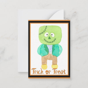 Söta ungar Halloween Frankenstein Bus eller godis Anteckningskort