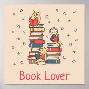 Söta ungar i klassrummet bok Älskare bibliotek Poster