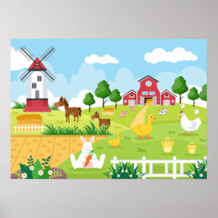 Söta ungrum Farm-huset Poster