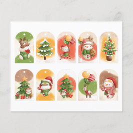 Söta utklippta julfigurer presenttaggar set