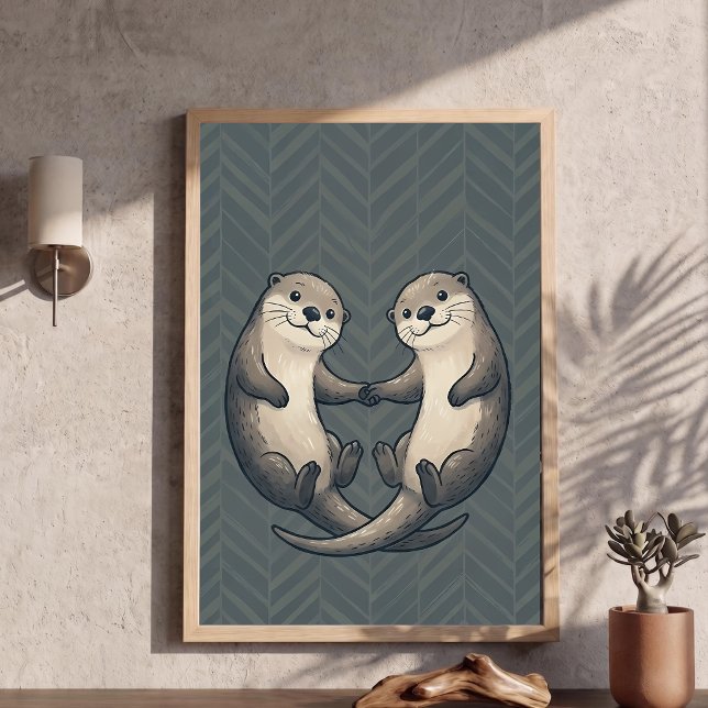 Söta utter som håller varandra i handen Hjärtbarnk Poster (Skapare uppladdad)