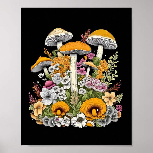 Söta vackra blommor och svampar poster (Framsidan)